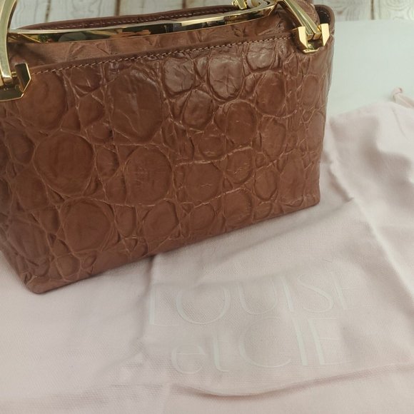 Louise et Cie Womens Diam Brown Animal Print Leather Gold Top Handle Bag - Picture 2 of 14